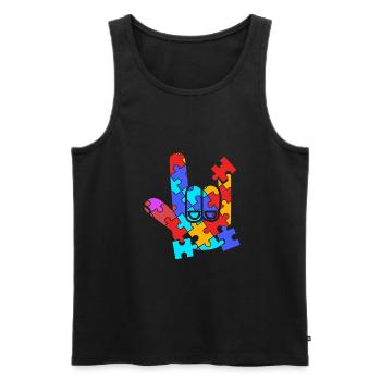 Sign language sign ASL deaf - Men's Premium Organic Tank Top - black - Front - AI Model Male 178 light (178cm)