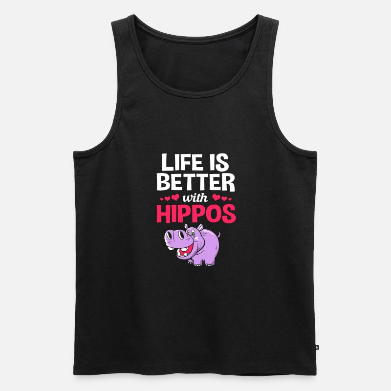 Nilpferd - Männer Premium Bio Tank Top - Schwarz