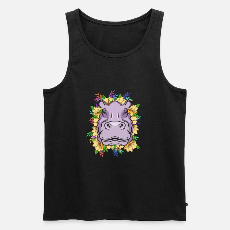 Nilpferd - Männer Premium Bio Tank Top - Schwarz