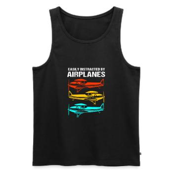 Pilot Airplane - Men's Premium Organic Tank Top - black - Front - AI Model Male 178 light (178cm)