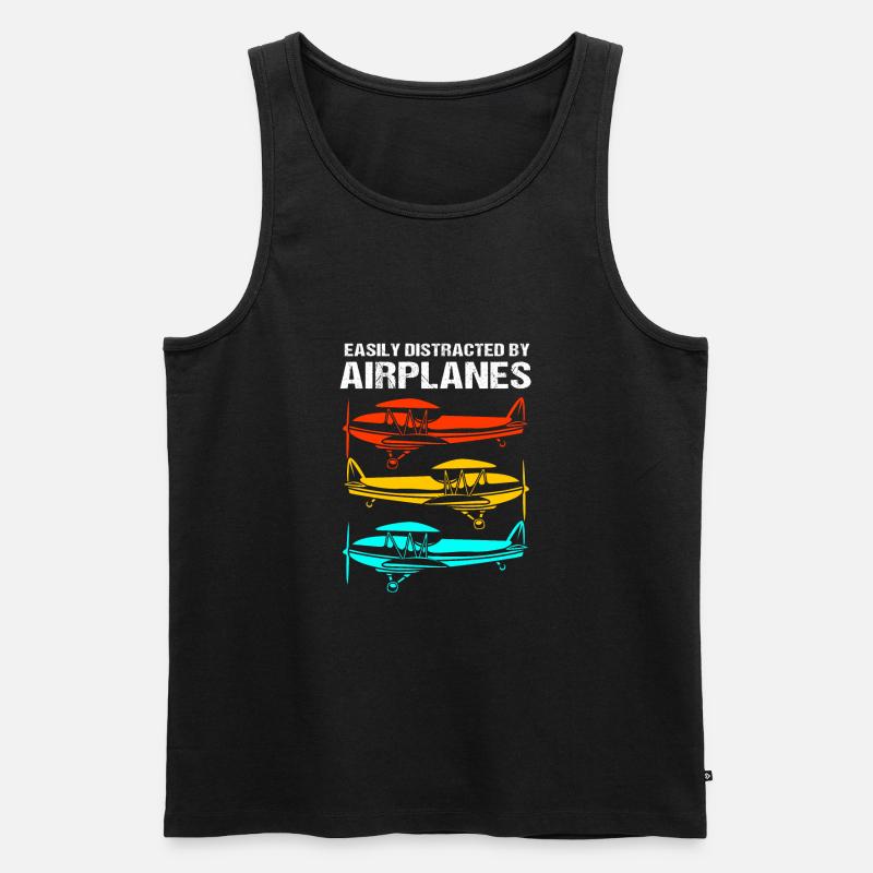 Pilot Flugzeug - Männer Premium Bio Tank Top - Schwarz