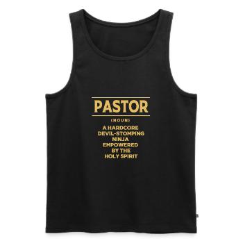 Pfarrer - Männer Premium Bio Tank Top - Schwarz - Vorne - Michal (187cm)