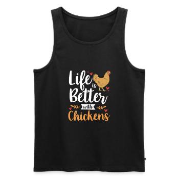 Poulet Volaille - Débardeur bio Premium Homme - noir - Devant - AI Model Male 178 light (178cm)