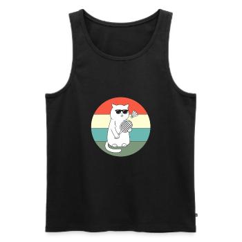 Badminton - Männer Premium Bio Tank Top - Schwarz - Vorne - AI Model Male 178 light (178cm)