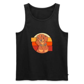 Dachshund - Men's Premium Organic Tank Top - black - Front - AI Model Male 178 light (178cm)