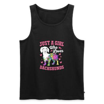 Dachshund - Men's Premium Organic Tank Top - black - Front - AI Model Male 178 light (178cm)