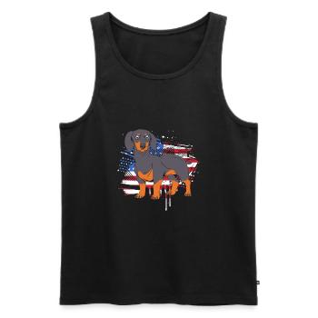Dachshund - Men's Premium Organic Tank Top - black - Front - AI Model Male 178 light (178cm)