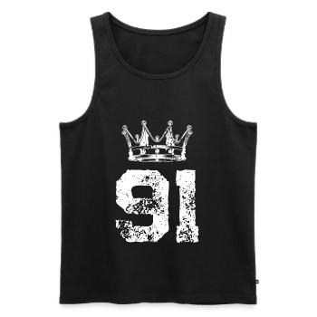 91 Couronne numérique - Débardeur bio Premium Homme - noir - Devant - Michal (187cm)