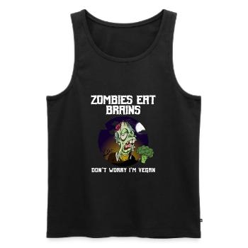 Zombies Eat Brains Don't Worry I'm Vegan - Men's Premium Organic Tank Top - black - Front - Michal (187cm)