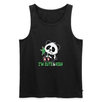 Panda Cannabis High Bloke pour les fans de Panda Bear - Débardeur bio Premium Homme - noir - Devant - AI Model Male 178 light (178cm)