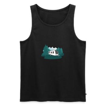 Forest Camping Caravan Design für Naturliebhaber - Männer Premium Bio Tank Top - Schwarz - Vorne - AI Model Male 178 light (178cm)