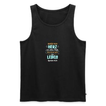 Sprüche 4:23 Bibel Spruch Design für Christen - Männer Premium Bio Tank Top - Schwarz - Vorne - AI Model Male 178 light (178cm)