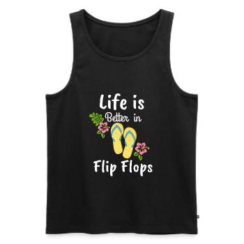 Das Leben ist besser in Flip-Flops - Männer Premium Bio Tank Top - Schwarz - Vorne - Michal (187cm)
