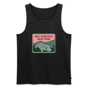 Distracted by Crested Geckos Exotic Animal Lizard - Men's Premium Organic Tank Top - black - Front - AI Model Male 178 light (178cm)