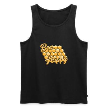 Bee Happy - Men's Premium Organic Tank Top - black - Front - Michal (187cm)