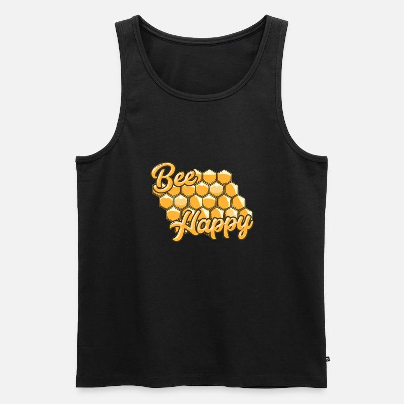 Bee Happy - Männer Premium Bio Tank Top - Schwarz