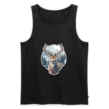 Cerf d’hiver - Débardeur bio Premium Homme - noir - Devant - Michal (187cm)