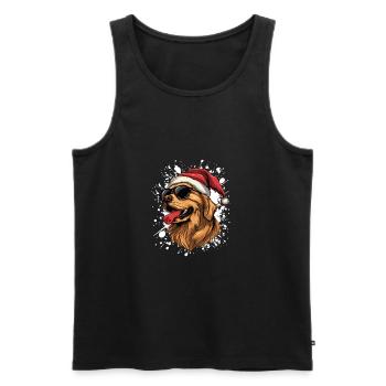 Golden Retriever Chien Noël Drôle Drôle - Débardeur bio Premium Homme - noir - Devant - Michal (187cm)