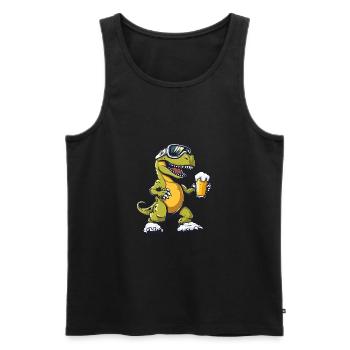 Dinosaur T-Rex Bière Après-Ski - Débardeur bio Premium Homme - noir - Devant - Michal (187cm)
