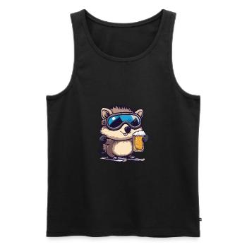 Igel Apres Ski Bier - Männer Premium Bio Tank Top - Schwarz - Vorne - Michal (187cm)