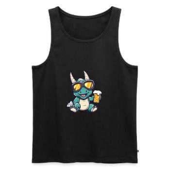 Dinosaurier triceratops Apres Ski Bier - Männer Premium Bio Tank Top - Schwarz - Vorne - Michal (187cm)