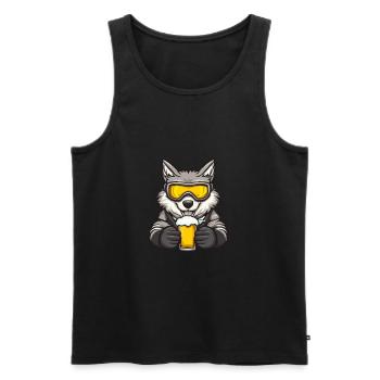 Wolf Apres Ski Bier Comic - Männer Premium Bio Tank Top - Schwarz - Vorne - Michal (187cm)