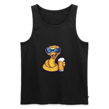 Snake Cobra Après-Ski Bière Bande dessinée - Débardeur bio Premium Homme - noir - Devant - AI Model Male 178 light (178cm)