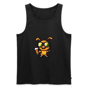Fourmi après-ski bière bande dessinée - Débardeur bio Premium Homme - noir - Devant - AI Model Male 178 light (178cm)
