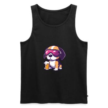 Beagle Hund Apres Ski Bier Comic - Männer Premium Bio Tank Top - Schwarz - Vorne - AI Model Male 178 light (178cm)