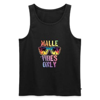 Malle Vibes Spruch Mallorca - Männer Premium Bio Tank Top - Schwarz - Vorne - AI Model Male 178 light (178cm)