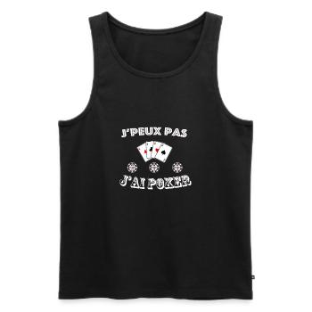 J'peux pas j'ai poker, cadeau joueur de poker - Débardeur bio Premium Homme - noir - Devant - AI Model Male 178 light (178cm)