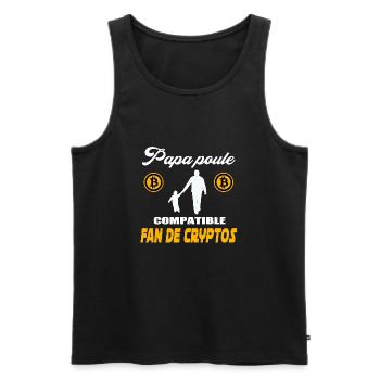Papa poule fou de crypto BTC Bitcoin Blockchain - Débardeur bio Premium Homme - noir - Devant - Michal (187cm)