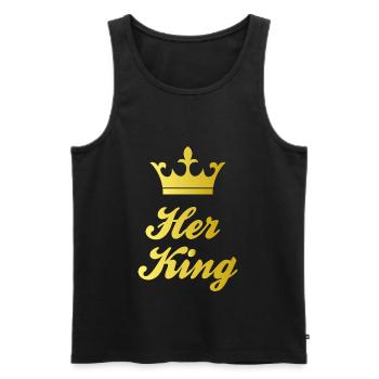 Couronne Her King - Or - Débardeur bio Premium Homme - noir - Devant - AI Model Male 178 light (178cm)