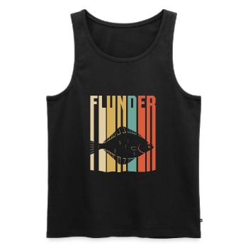 Retro Plattfisch Angeln Flunder Fisch für Angler - Männer Premium Bio Tank Top - Schwarz - Vorne - AI Model Male 178 light (178cm)