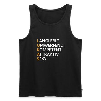 Lukas Name Geschenk - Männer Premium Bio Tank Top - Schwarz - Vorne - Michal (187cm)