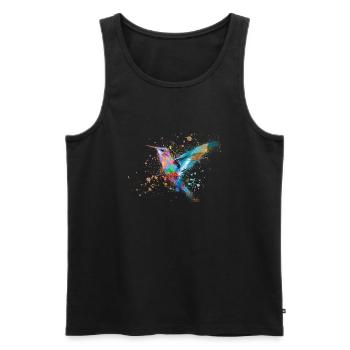 hummingbird, graffiti, painting, watercolor, bird, colorful - Men's Premium Organic Tank Top - black - Front - Michal (187cm)