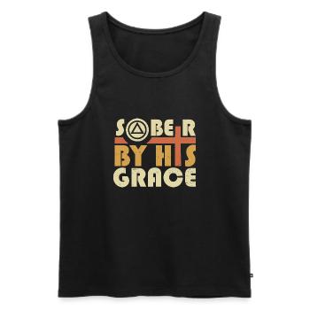 Faith Sobriety Dry Alcoholic Christian - Men's Premium Organic Tank Top - black - Front - AI Model Male 178 light (178cm)
