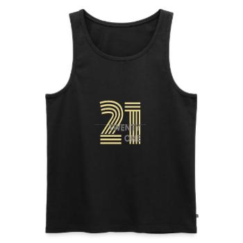 21 - Men's Premium Organic Tank Top - black - Front - AI Model Male 178 light (178cm)