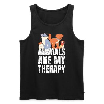 Animals Are My Therapy Animals Animal Lovers - Men's Premium Organic Tank Top - black - Front - AI Model Male 178 light (178cm)
