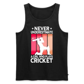 Never Underestimate A Girl Who Plays Cricket - Men's Premium Organic Tank Top - black - Front - AI Model Male 178 light (178cm)