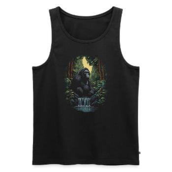 Gorille Singe Animal Bébé Louveteau Singe Gorilles - Débardeur bio Premium Homme - noir - Devant - Michal (187cm)