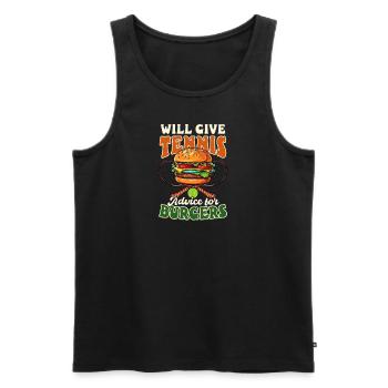 Tennisspieler geben Tennis-Ratschläge für Burger - Männer Premium Bio Tank Top - Schwarz - Vorne - AI Model Male 178 light (178cm)