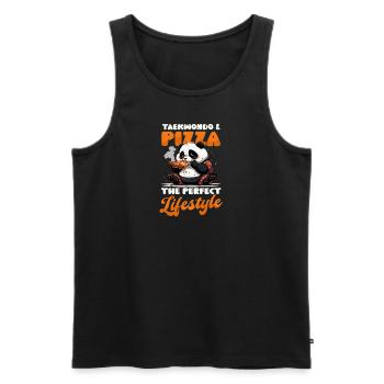 Taekwondo Kämpfer Taekwondo und Pizza Panda Bär - Männer Premium Bio Tank Top - Schwarz - Vorne - AI Model Male 178 light (178cm)