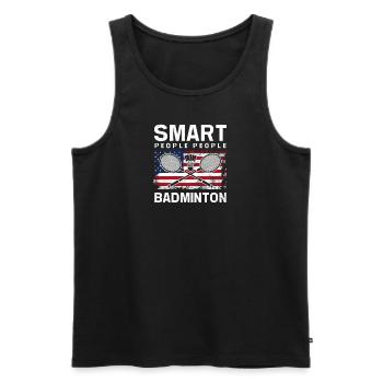Badmintonspieler Smart People Amerikanische Flagge - Männer Premium Bio Tank Top - Schwarz - Vorne - Michal (187cm)