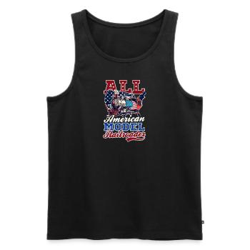Modelleisenbahn All American Model Railroader - Männer Premium Bio Tank Top - Schwarz - Vorne - AI Model Male 178 light (178cm)