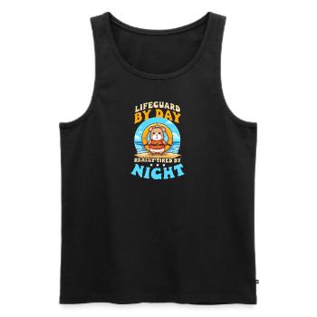 Sauveteur sauveteur le jour fatigué la nuit - Débardeur bio Premium Homme - noir - Devant - AI Model Male 178 light (178cm)