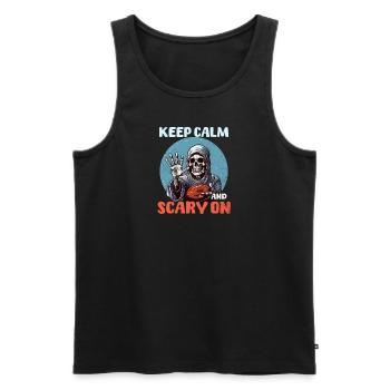 Football Halloween Restez calme et effrayant - Débardeur bio Premium Homme - noir - Devant - Michal (187cm)