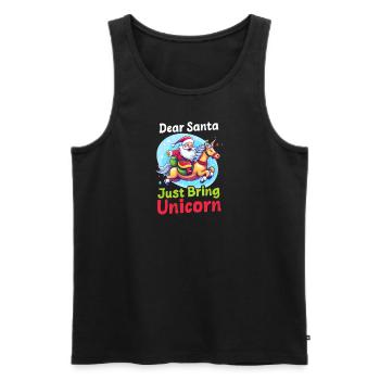 Weihnachten Einhorn Weihnachtsmann Bring einfach Einhorn - Männer Premium Bio Tank Top - Schwarz - Vorne - Michal (187cm)