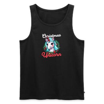 Weihnachten Einhorn Einhorn mit Weihnachtsdeko - Männer Premium Bio Tank Top - Schwarz - Vorne - Michal (187cm)