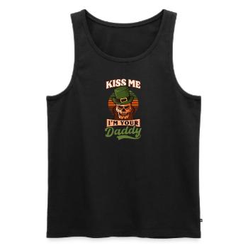 Drôle de St Patricks Day Embrasse-moi je suis ton papa - Débardeur bio Premium Homme - noir - Devant - Michal (187cm)